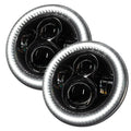 Jeep Wrangler JK Headlights with white halo rings.