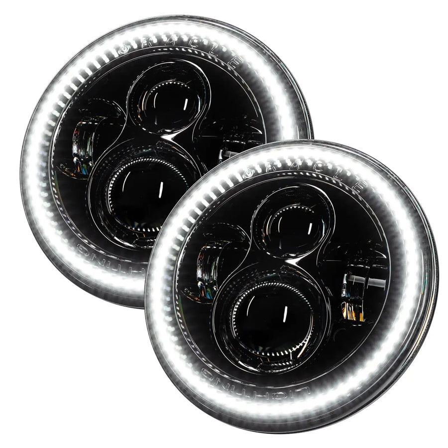 Jeep Wrangler JK Headlights with white halo rings.