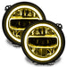 Jeep Gladiator JT headlights with yellow DRLs.
