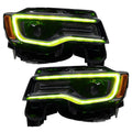 Jeep Grand Cherokee headlights with yellow DRLs.