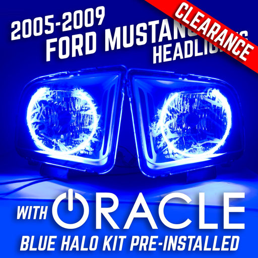 2005-2009 Ford Mustang Headlights - ORACLE SMD Blue LED Halo Kit Pre-Installed