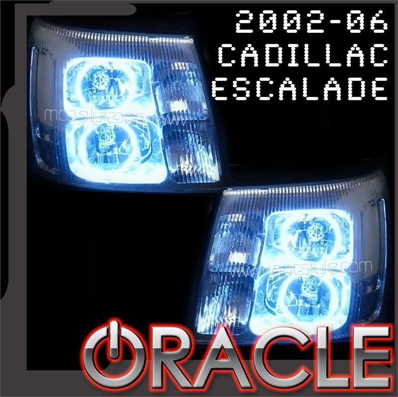 ACANII - For 2002-2003 Cadillac Escalade LED Halo DRL Smoke Lens Projector  Headlights Headlamps, Driver & Passenger Side