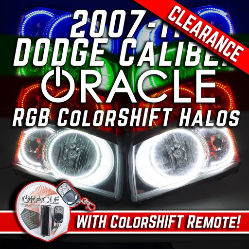 2007-2011 Dodge Caliber Headlights w/ ORACLE RGB ColorSHIFT LED Halos + Remote