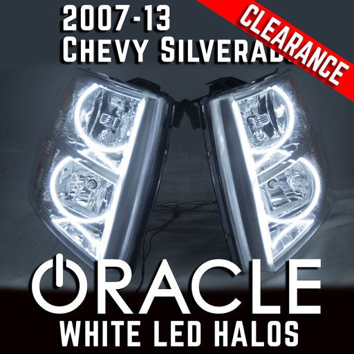 2007-2013 Chevrolet Silverado Headlights - ORACLE White LED Round Halos