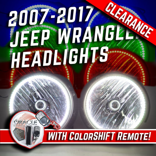 2007-16 Jeep Wrangler Headlights - ORACLE ColorSHIFT RGB Halo Kit + 1.0 Remote
