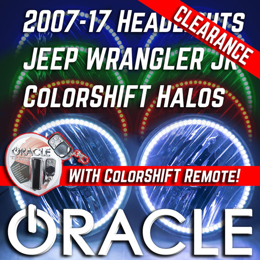 2007-16 Jeep Wrangler JK Headlights - ORACLE ColorSHIFT RGB Halo Kit + 1.0 Remote
