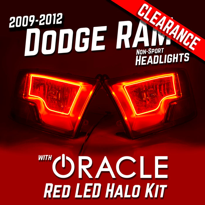 2009-2012 Dodge Ram Non-Sport Headlights - ORACLE Red LED Halo Kit Pre-Installed