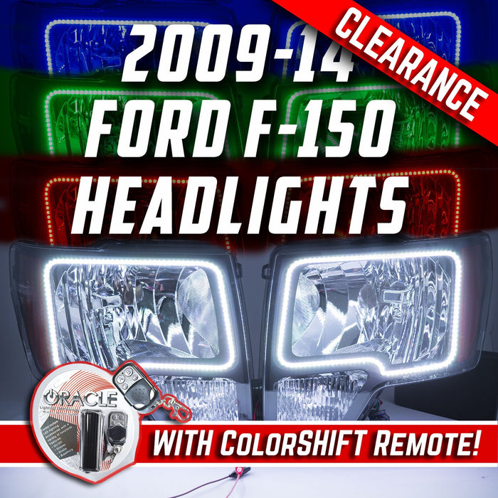 2009-14 Ford F-150 Headlights with ORACLE RGB ColorSHIFT Halos + ColorSHIFT RGB Remote