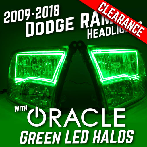 2009-2018 Dodge Ram 1500 Headlights - ORACLE Green LED Halo Kit Pre-Installed