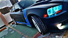 Black charger with cyan halos