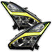 Nissan GT-R headlights with yellow DRLs.