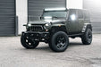 Three quarters view of a Jeep Wrangler JK with LED Off-Road Side Mirrors installed.