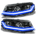 Chevrolet Camaro headlights with blue LED Surface Mount DRL Modules.