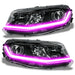Chevrolet Camaro headlights with pink LED Surface Mount DRL Modules.