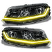 Chevrolet Camaro headlights with yellow LED Surface Mount DRL Modules.