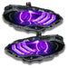 Ford Mustang headlights with purple halos and DRLs.