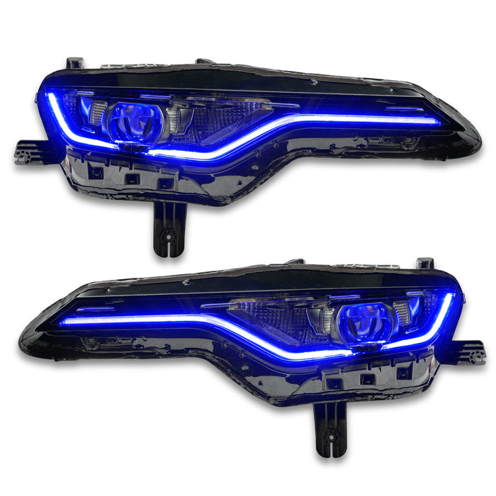 Camaro colorshift headlight upgrade kit with blue DRL