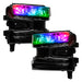 Chevrolet Silverado 1500 headlights with rainbow demon eye projectors.