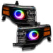 Ford Flex headlights with rainbow LED halo rings.
