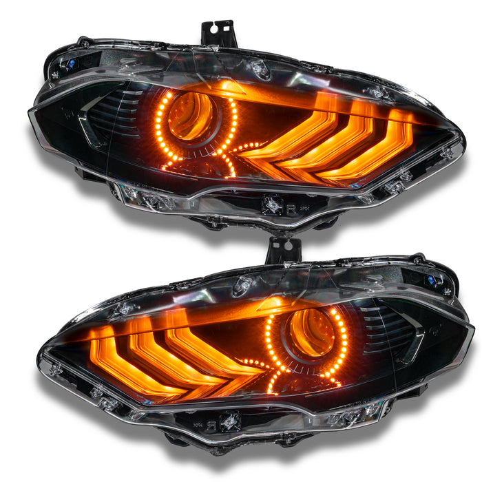 Mustang headlights with amber halos and DRL