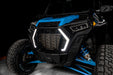 Angled view of Polaris RZR with white DRLs