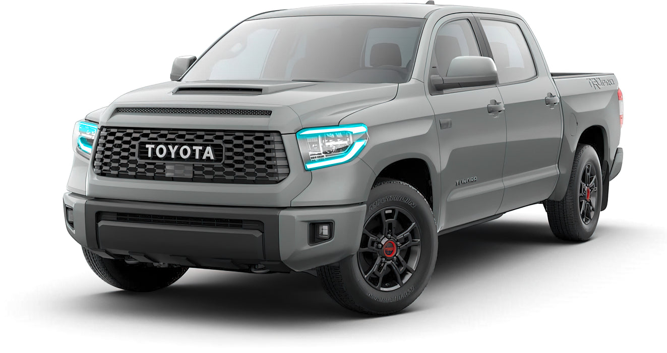 Rendering of a Toyota Tundra with cyan DRLs