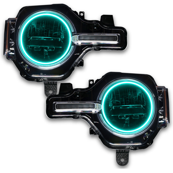 Bronco headlights with cyan halos