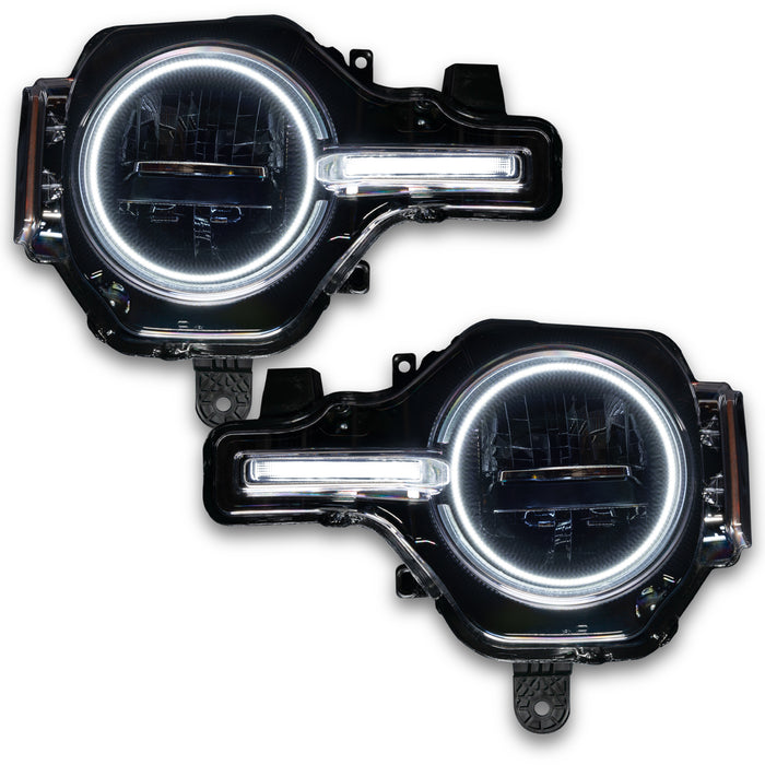 Bronco headlights with white halos and DRL
