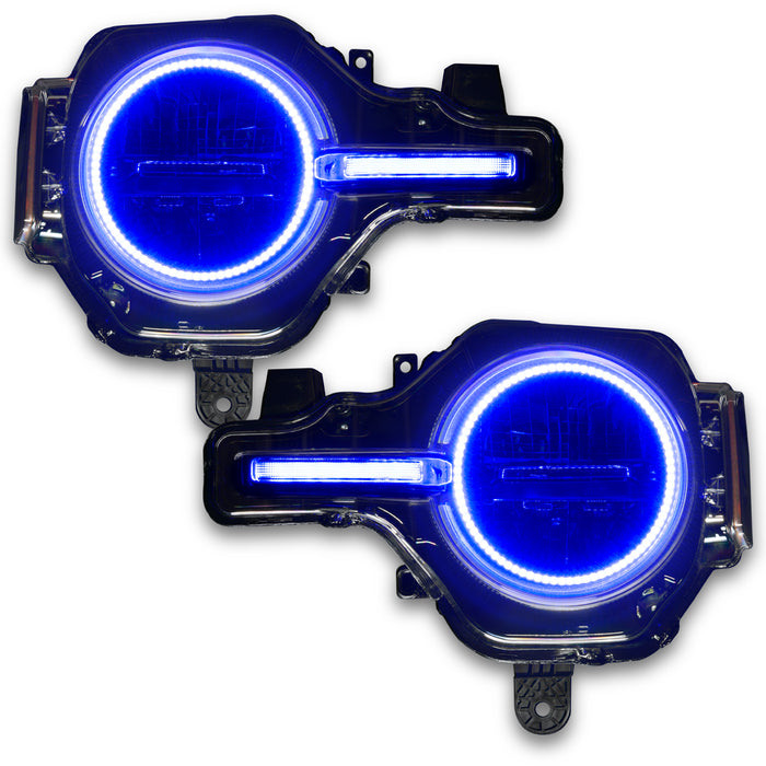 Bronco headlights with blue halos and DRL
