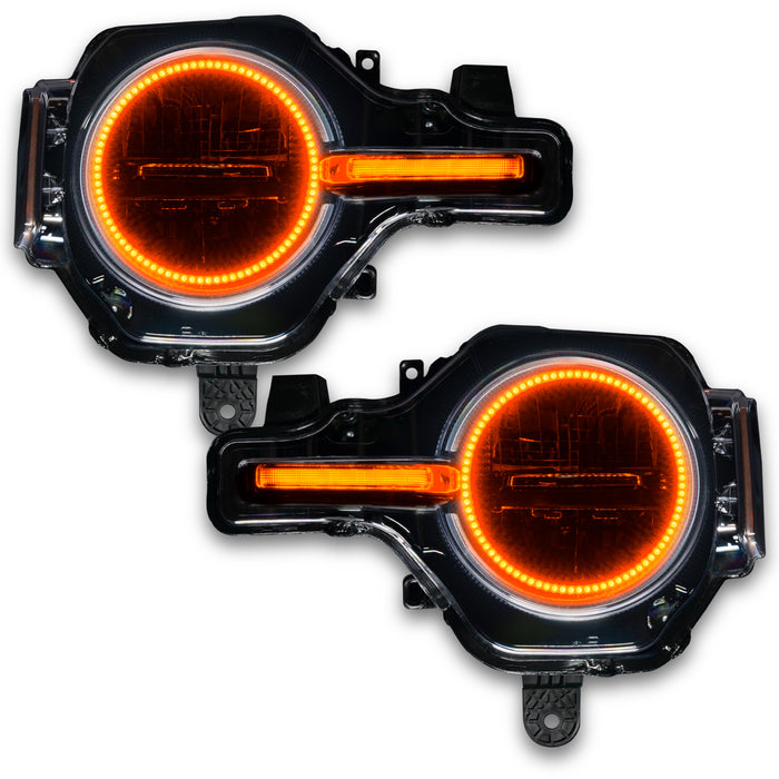 Bronco headlights with amber halos and DRLs
