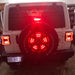 Rear end of a Jeep Wrangler JL with Black Series LED Tail Lights installed.