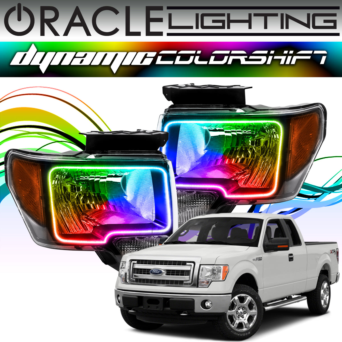 2009-2014 Ford F150/Raptor ORACLE Dynamic ColorSHIFT Headlight Halo Ki ...