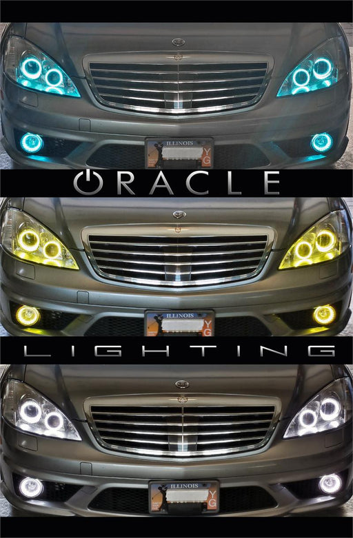 Grid view of Mercedes S-Class showing different colored halos.