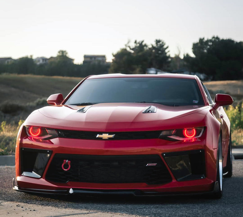 Red camaro with red projector halos