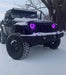 Three quarters view of a Jeep Wrangler with 7" High Powered LED Headlights installed.