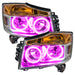 Nissan Armada headlights with pink LED halo rings.