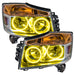 Nissan Armada headlights with yellow LED halo rings.