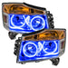 Nissan Titan headlights with blue LED halo rings.