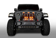 Front view of a Jeep with 7" Multifunction LED Spotlight set to amber LED.