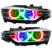 BMW 320 headlights with ColorSHIFT LED halo rings.