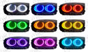 Grid view of Mitsubishi 3000GT headlights showing different LED halo colors.
