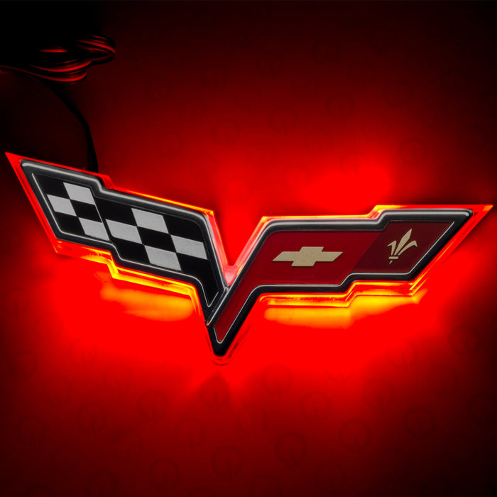 2005-2013 Chevrolet C6 Corvette Illuminated Emblem with red LEDs.