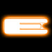 The letter "E" Amber LED Illuminated Letter Badge with matte white finish.