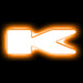 The letter "K" Amber LED Illuminated Letter Badge with matte white finish.