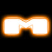 The letter "M" Amber LED Illuminated Letter Badge with matte white finish.