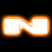 The letter "N" Amber LED Illuminated Letter Badge with matte white finish.
