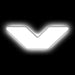 The letter "V" White LED Illuminated Letter Badge with matte white finish.