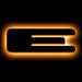 The letter "E" Amber LED Illuminated Letter Badge with matte black finish.
