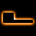 The letter "L" Amber LED Illuminated Letter Badge with matte black finish.