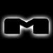 The letter "M" White LED Illuminated Letter Badge with matte black finish.